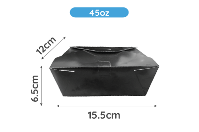 45oz Black Cardboard Recyclable No8 Food Boxes with Vent Holes