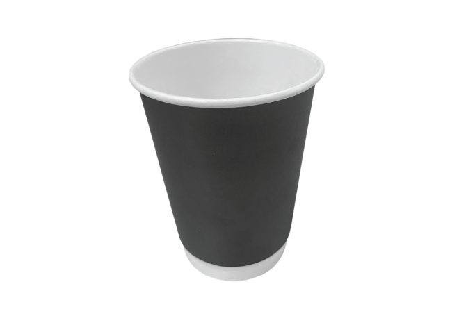 12oz Black Recyclable Flat Double Walled Coffee Cups
