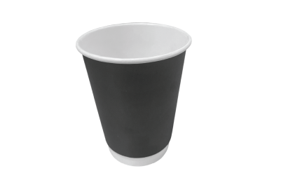 12oz Black Recyclable Flat Double Walled Coffee Cups