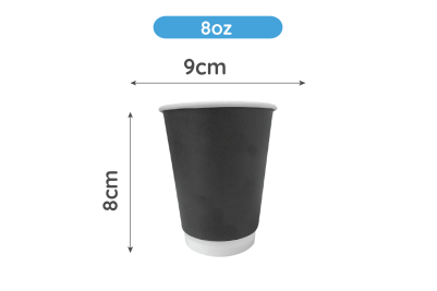 8oz Black Recyclable Flat Double Walled Coffee Cups