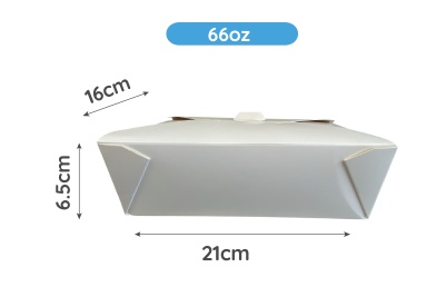 66oz White Recyclable No4 Takeaway Boxes
