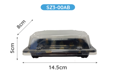 140x80x50mm Small Black Plastic Recyclable SZ3-00AB Sushi Trays