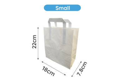 Small White Paper Biodegradable Flat Handle Bags