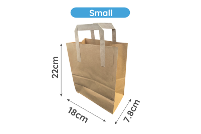 Small Brown/Kraft Paper Biodegradable Flat Handle Bags