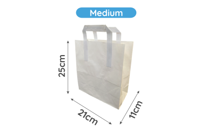 Medium White Paper Biodegradable Flat Handle Bags