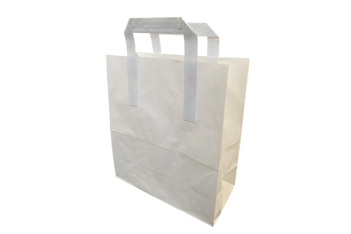 Large White Paper Biodegradable Flat Handle Bags