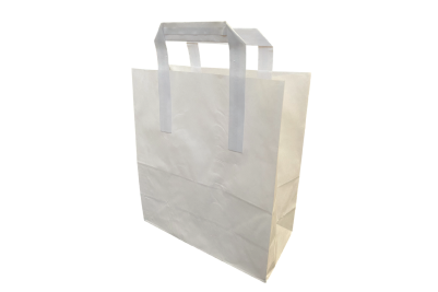 Large White Paper Biodegradable Flat Handle Bags