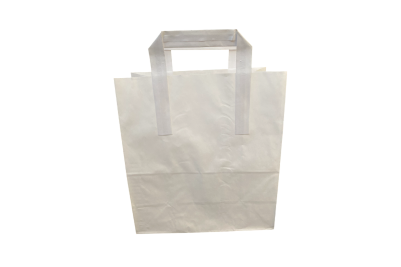Large White Paper Biodegradable Flat Handle Bags