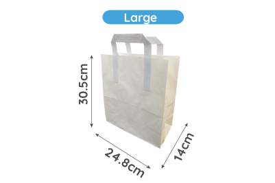 Large White Paper Biodegradable Flat Handle Bags