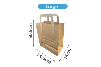 Large Brown/Kraft Paper Biodegradable Flat Handle Bags