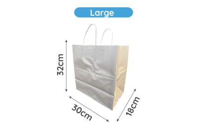 Large White Paper Biodegradable Twist Handle Bags