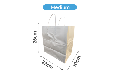 Medium White Paper Biodegradable Twist Handle Bags