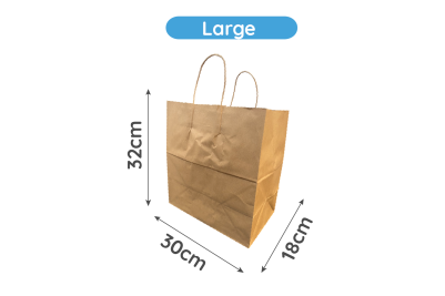 Large Brown/Kraft Paper Biodegradable Twist Handle Bags