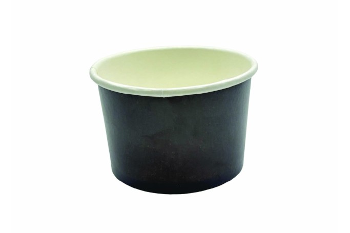 Dessert Time - 4oz Black Laminated Paper Recyclable Ice Cream Tubs