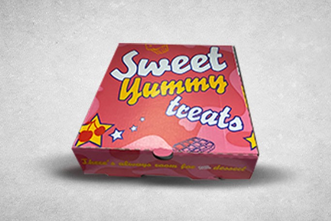 7″ Red/Yellow/Pink Biodegradable Corrugated Sweet Yummy Treats Pizza/Dessert Boxes