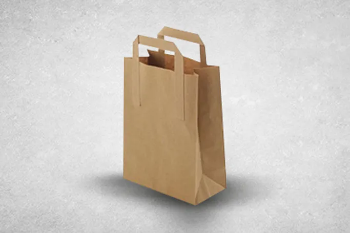 Small Brown/Kraft Paper Biodegradable Flat Handle Bags