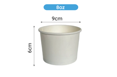 8oz White Paper Recyclable Well Made Soup Cups with Lids