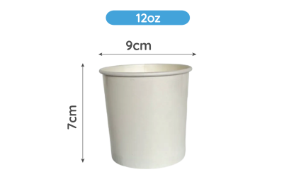 12oz White Paper Recyclable Well Made Soup Cups with Lids