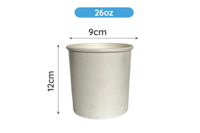 26oz White Paper Recyclable Well Made Soup Cups
