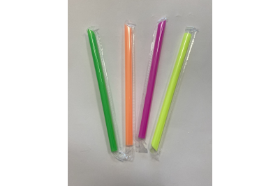 12x210mm Multi-Coloured Pointed Neon Plastic Recyclable Bubble Tea Straws