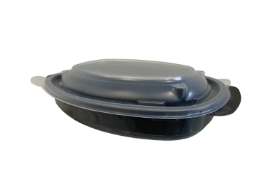 750ml 1 Compartment Black Plastic Microwaveable Luxury Meal Containers with Lids