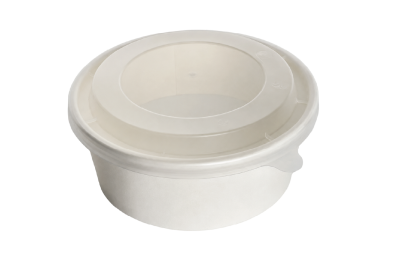 26oz White Paper Wide Round Soup Bowls with Plastic Lids