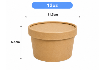12oz Brown/Kraft Recyclable Soup Cups