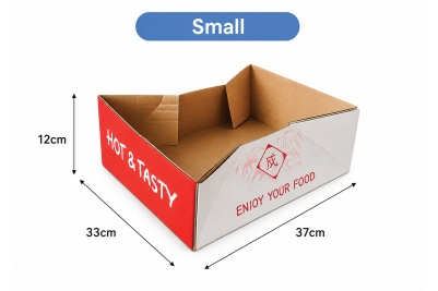 Small Red/White Cardboard Biodegradable Takeaway Trays