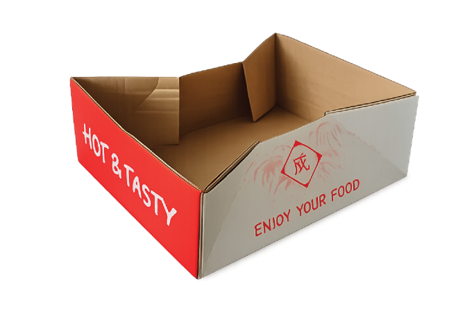 Small Red/White Cardboard Biodegradable Takeaway Trays