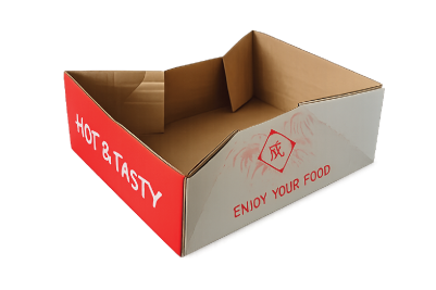 Small Red/White Cardboard Biodegradable Takeaway Trays