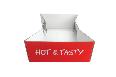Small Red/White Cardboard Biodegradable Takeaway Trays