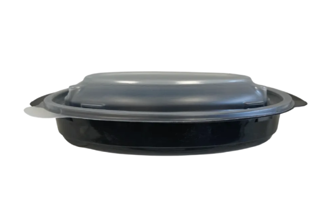 900ml 1 Compartment Black Plastic Microwaveable Luxury Meal Containers with Lids