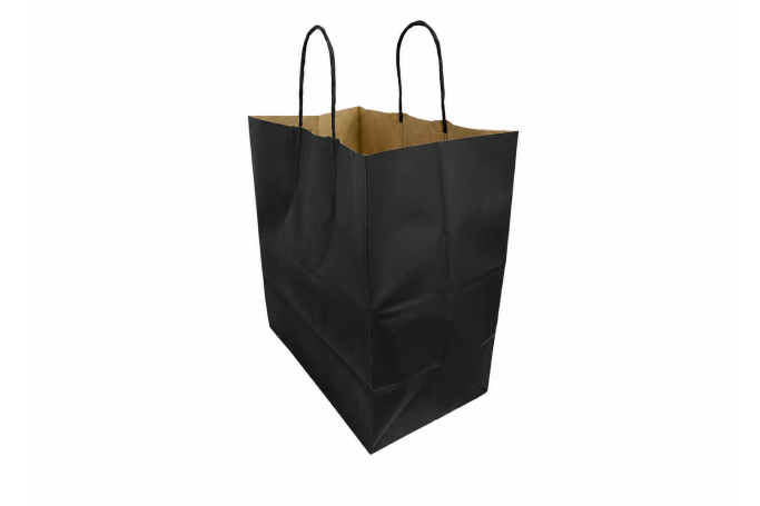 Large Black/Kraft Paper Biodegradable Twist Handle Bags