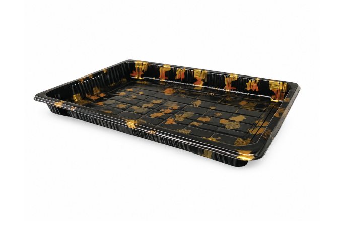 185x128x50mm Black Plastic Recyclable SZ3-05AB Sushi Trays