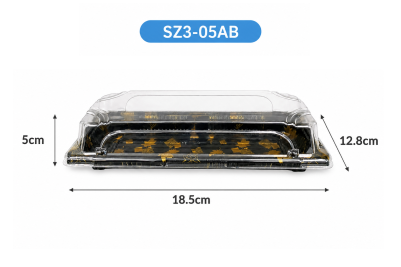 185x128x50mm Black Plastic Recyclable SZ3-05AB Sushi Trays