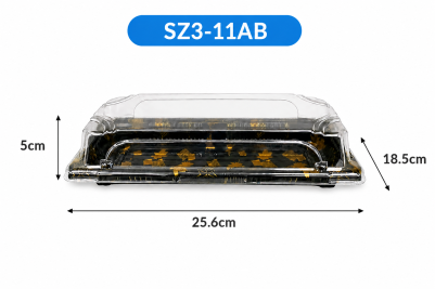 Extra Large Black Plastic Recyclable SZ3-11AB Sushi Trays