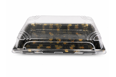 240x153x32mm Black Plastic Recyclable SZ3-09AB Sushi Trays