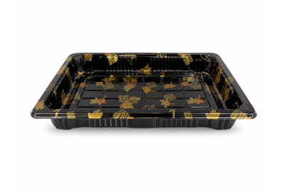 240x153x32mm Black Plastic Recyclable SZ3-09AB Sushi Trays