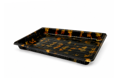 240x153x32mm Black Plastic Recyclable SZ3-09AB Sushi Trays