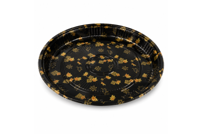 283x283x40mm Black Plastic Recyclable Round Sushi Trays with Lids
