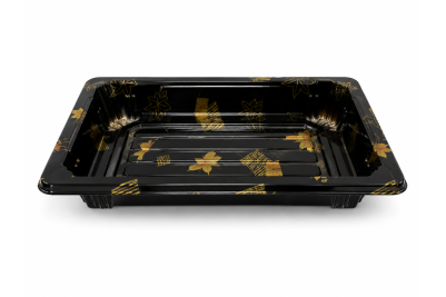 140x80x50mm Small Black Plastic Recyclable SZ3-00AB Sushi Trays