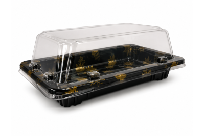 140x80x50mm Small Black Plastic Recyclable SZ3-00AB Sushi Trays