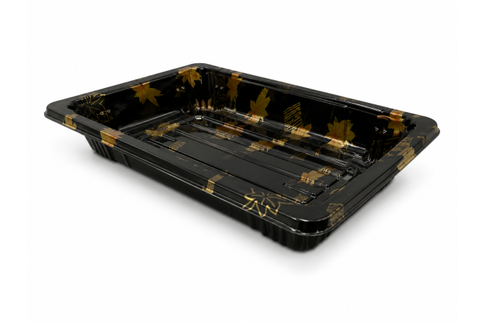 140x80x50mm Small Black Plastic Recyclable SZ3-00AB Sushi Trays
