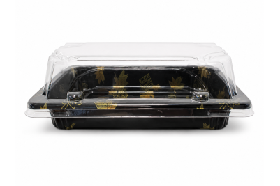140x80x50mm Small Black Plastic Recyclable SZ3-00AB Sushi Trays