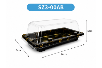 140x80x50mm Small Black Plastic Recyclable SZ3-00AB Sushi Trays