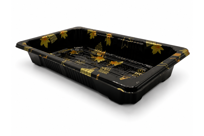 222x87x50mm Black Plastic Recyclable SZ3-02AB Sushi Trays
