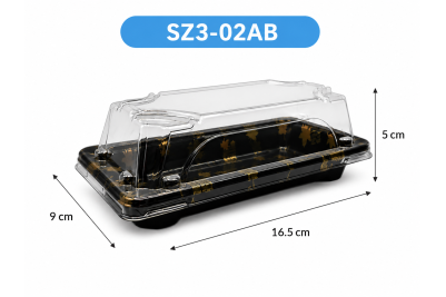 Medium Black Plastic Recyclable SZ3-01AB Sushi Tray