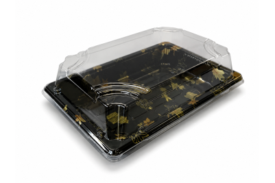 165x115x50mm Black Plastic Recyclable SZ3-03AB Sushi Trays