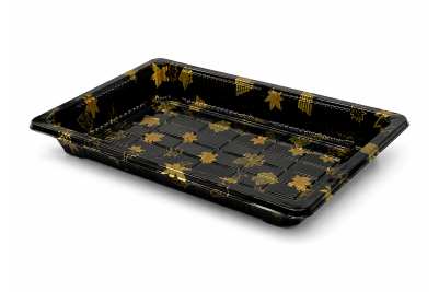 165x115x50mm Black Plastic Recyclable SZ3-03AB Sushi Trays