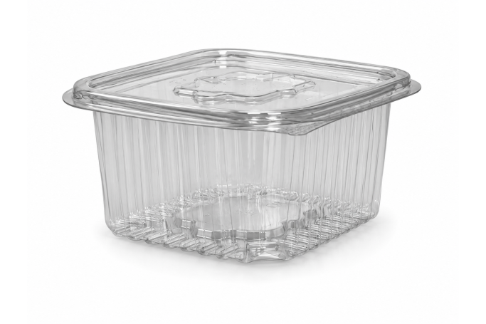 375ml Clear Plastic Recyclable Hinged Containers